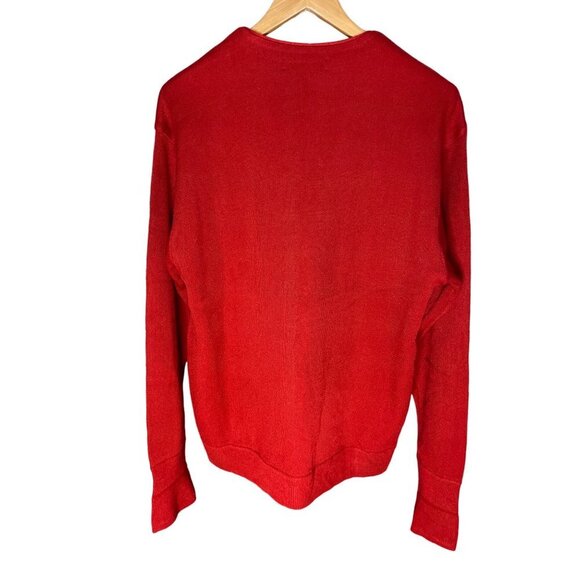 Cypress Links Red Long V Neck Buttoned Cardigan Golf Sweater Sz L - Picture 2 of 9